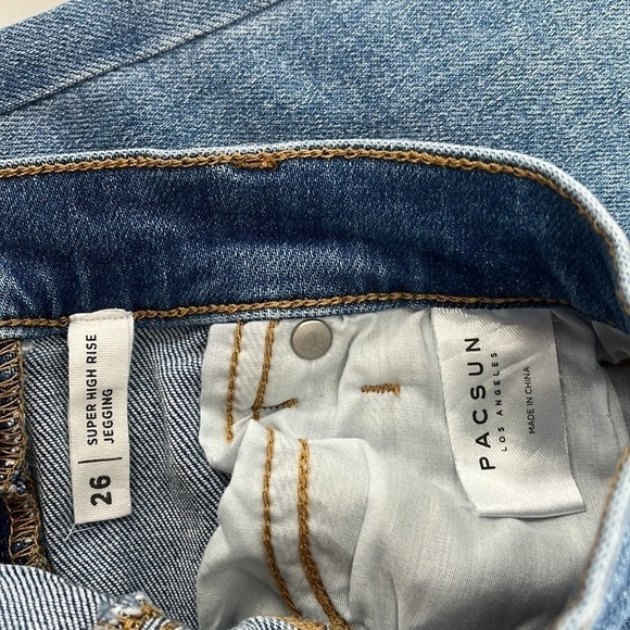 PACSUN Super High Rise Jegging Stretch Blue Denim Jeans 26 Tall 29" Inseam - Picture 8 of 9